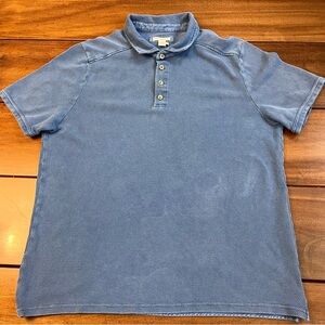 Men's Carbon 2 Cobalt Ice Blue Patina Textured Short Sleeve Polo Shirt Large